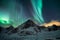 Aurora borealis, Northern lights with starry over snow mountain peak on winter