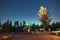 Aurora Borealis, Northern lights with starry over wooden cottage in Jasper national park