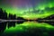 aurora borealis reflected in a calm lake