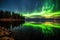 aurora borealis reflected in a calm lake