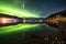 aurora borealis reflected in a calm lake