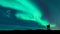 Aurora borealis and silhouette of man and woman