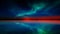 Aurora Borealis on starry sky northern sea sunset reflection on water  nature nebula cosmic starry background