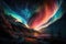 Aurora colorful northern lights illustration generative ai