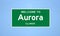 Aurora, Illinois city limit sign. Town sign from the USA.