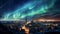 An aurora over the city. AI-generated.
