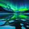 Aurora polar lights with snowy mountain