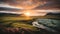 Aurora of Spring: Iceland\\\'s Majestic Sunset Panorama