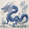 Auspicious Chinese Blue Dragon Drawing Illustration For Chinese New Year Background