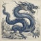 Auspicious Chinese Blue Dragon Drawing Illustration For Chinese New Year Background