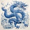 Auspicious Chinese Blue Dragon Drawing Illustration For Chinese New Year Background