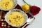 Auspicious Mithai Rasmalai Also Known As Rossomalai Rasamalei Ras Malai Roshmolai Made Of Pista Meetha Doodh And Kesar Is Served