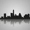 Austin black silhouette with reflection. City skyline