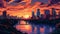 Austin Sunset In 1810s: A Pixel Art Illustration