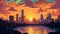 Austin Sunset In 1810s: A Pixel Art Illustration