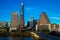 Austin texas skyline cityscape blue sky