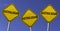 Australasian Mediterranean Sea - three yellow signs with blue sky background