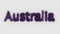 Australia - 3d word purple on white background. render of furry letters. Australia animal, australian emergency, help fire emblem
