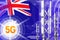 Australia 5G industrial illustration, large cellular network mast or tower on hi-tech background with the flag - 3D Illustration