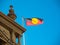 Australia aboriginal flag flying on Sydney Townhall building.
