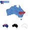 Australia blue Low Poly map with capital Canberra