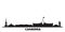 Australia, Canberra city skyline isolated vector illustration. Australia, Canberra travel black cityscape