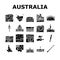 Australia Continent Landscape Icons Set Vector