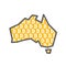 Australia country map with bitcoin crypto currency logo