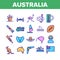 Australia Country Nation Cultural Icons Set Vector