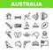 Australia Country Nation Cultural Icons Set Vector