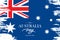 Australia Day Banner with brush stroke background in the colors of the Australian national flag.