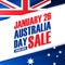 Australia Day, january 26 Holiday Sale special offer background with australian national flag colors for business.