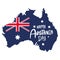 australia day lettering on map