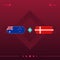 Australia, denmark world football 2022 match versus on red background. vector illustration