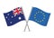 Australia and European Union crossed flags.