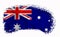 Australia flag, brush stroke, typography, lettering, logo, label, banner on a white background