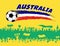 Australia flag colors with soccer ball and Australian supporters