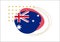 Australia flag icon or badge. Australian national emblem with abstract background and geometric shapes.