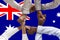 Australia flag, intergration of a multicultural group of young people