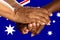 Australia flag, intergration of a multicultural group of young people