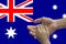 Australia flag, intergration of a multicultural group of young people