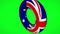 Australia flag transforming into life belt on green screen