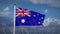 Australia flying flag waving in blue sky - 3d footage animation