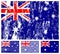 Australia grunge flag set