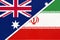 Australia and Iran or Persia, symbol of national flags from textile