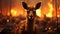 Australia, kangaroo tries to escape the flames. Space for text