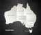 Australia map Black White separate individual blackboard