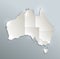 Australia map blue white separate individual states card paper 3D blank