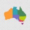 Australia map color with regions. Vector flat