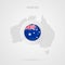 Australia map dotted contour vector sign. Australian flag circle symbol. Icon for business, travel, sport event, design